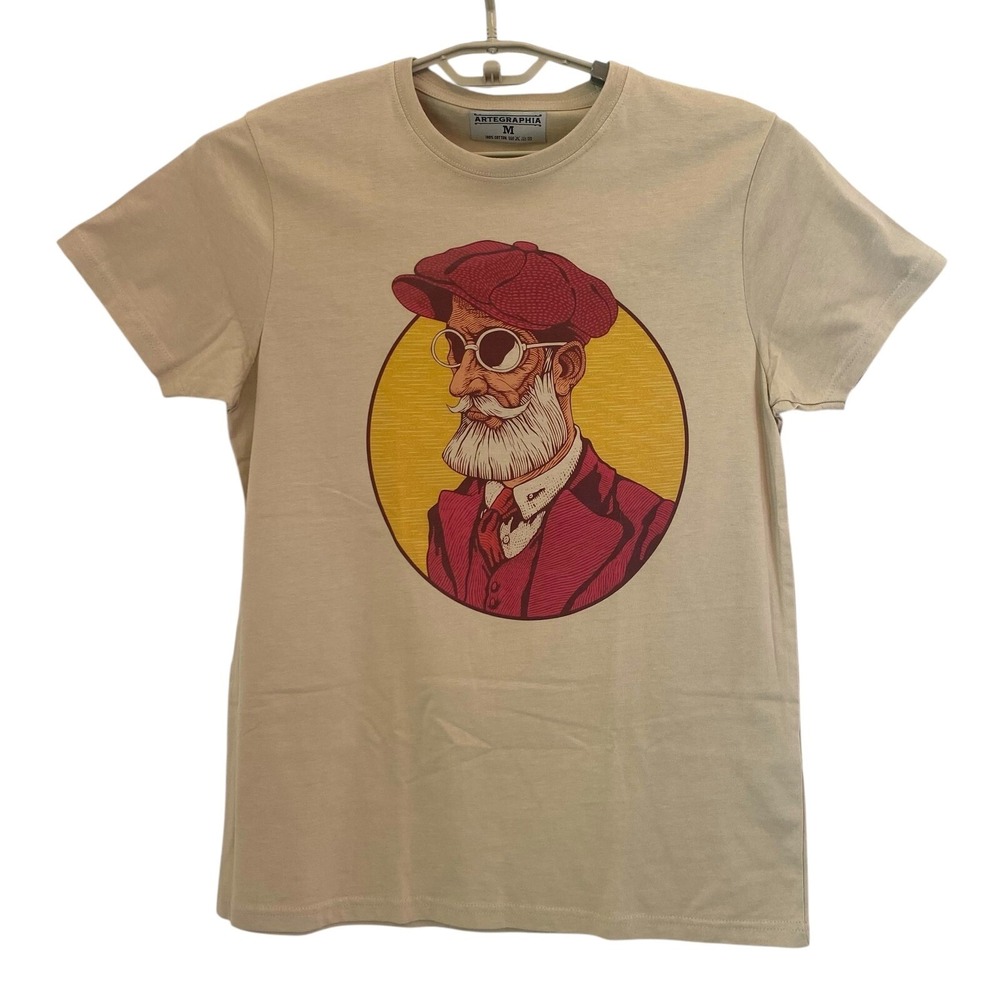 Artegraphia Gentleman Glasses Hipster Graphic Tee Print Crew Neck T-Shirt Medium